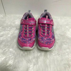 Skechers KIDS Girls Pink and Purple Light Up Heart Shoes Size 3